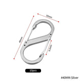 10Pcs S Type Mini Keychain Hook Stainless Steel Carabiner With Lock Anti-Theft Outdoor Camping Backpack Buckle Key-Lock Tool