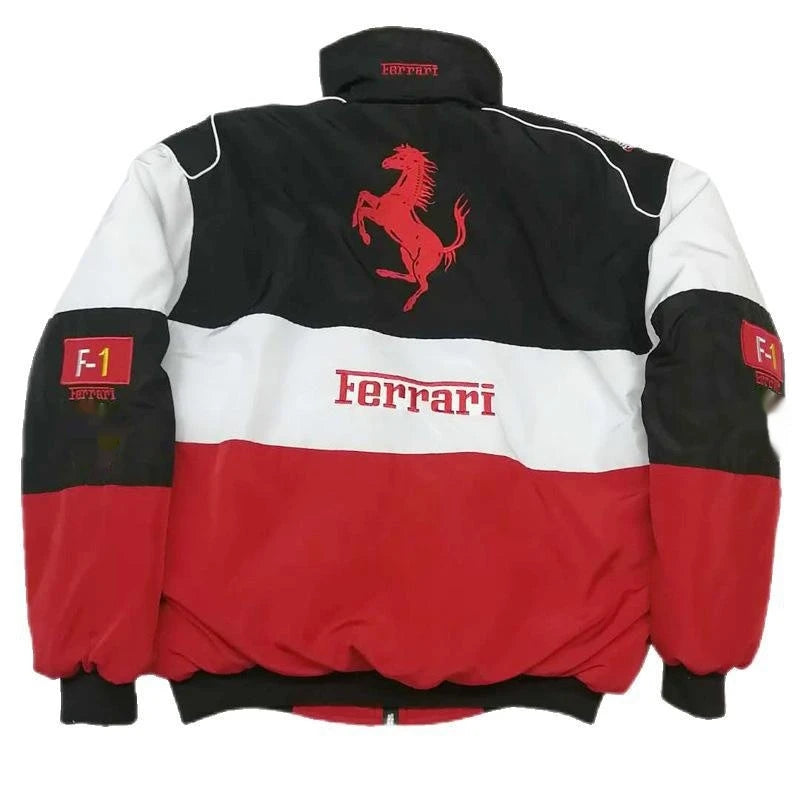 European American 2024 Spring Autumn New Cross Border Amazon F1 Rally Color Blocked Embroidered Long Sleeved Motorcycle Jacket