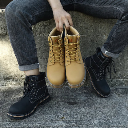 Latest 2023 Waterproof Men Leather Boots Steel Toe Cap Safety Work Shoes Anti Smashing Indestructible Construction Welding Boots