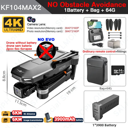 KF104 / KF104MAX2 Professional Drone With 4K Camera 3-Axis Gimbal WIFI 360 Obstacle Avoidance Touch Screen FPV Brushless RC Dron