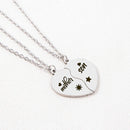 2 pcs/set mãe filha filho coração enigma pingente colar de aço inoxidável sol lua colares para mãe crianças presente