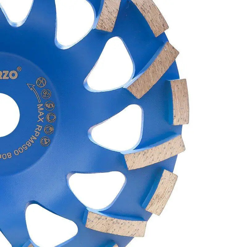 Disco de copa de diamante HERZO de 7"/180 mm con turbo segmentado para pulir hormigón, mampostería y mármol.
