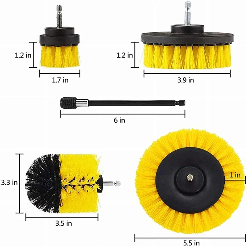 Kit de cabeça de escova de broca elétrica, escova de limpeza elétrica para carpete, banheiro, cozinha, banheiro, ferramenta de limpeza de carro, conjunto de lavagem