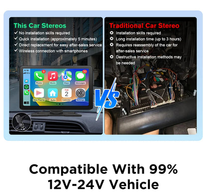 Junsun 9 inch Car DVR 4K Dash Cam Wireless Carplay for Apple Android Auto Dual Lens Video Recorder Dashboard Monitor FM BT AUX