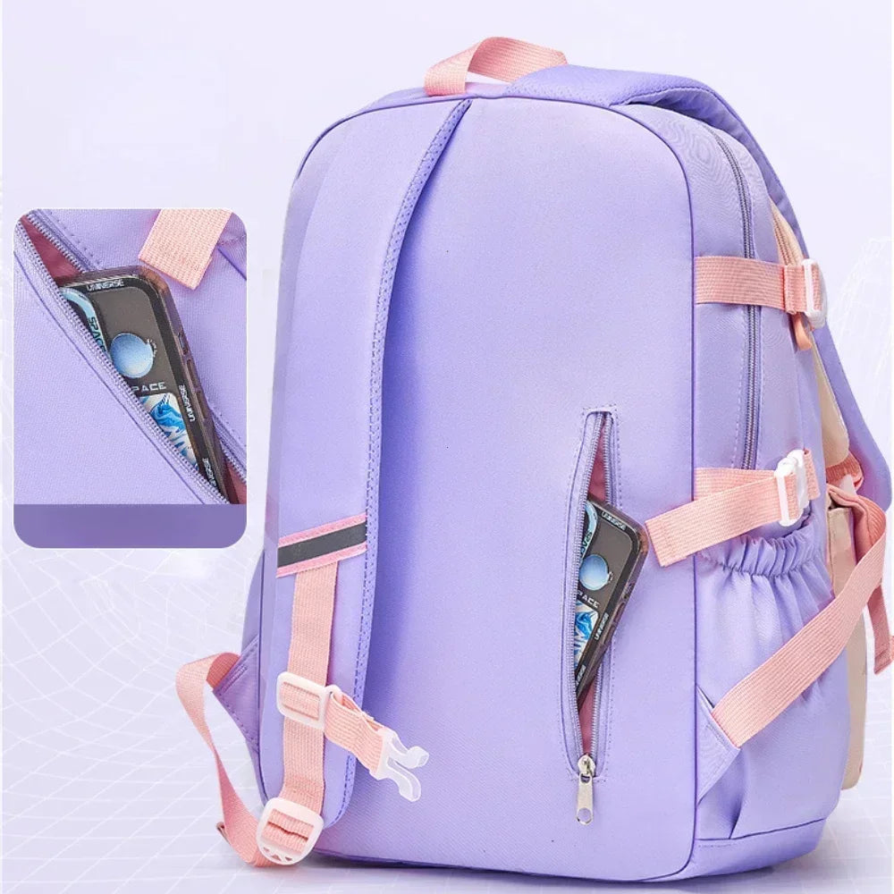 Mochila escolar ligera Kawaii para niñas de primaria 2025, impermeable, colorida, de viaje, ideal como regalo.