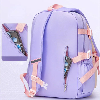 Mochila escolar ligera Kawaii para niñas de primaria 2025, impermeable, colorida, de viaje, ideal como regalo.