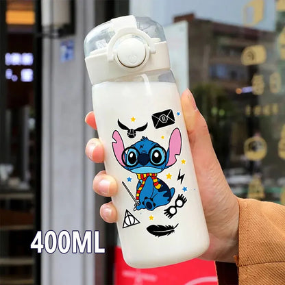 600/400ML Lilo&Stitch Straw Bottles Disney Drinking Office Transparent Portable Anti Drop Children's Water Bottle PC Material