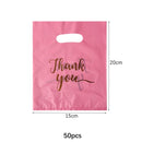 Thank You Plastic Gift Bags, Wedding, Birthday, Guest, Gift Wrap, Small Business, Candy, Pastry Store Packaging, 100 Pcs, 50 Pcs, 10Pcs 