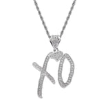 Bing Iced Out XO Colar Pingente de letra de zircônia cúbica para homens e mulheres Hip Hop Street Rock Rap Party Jewelry