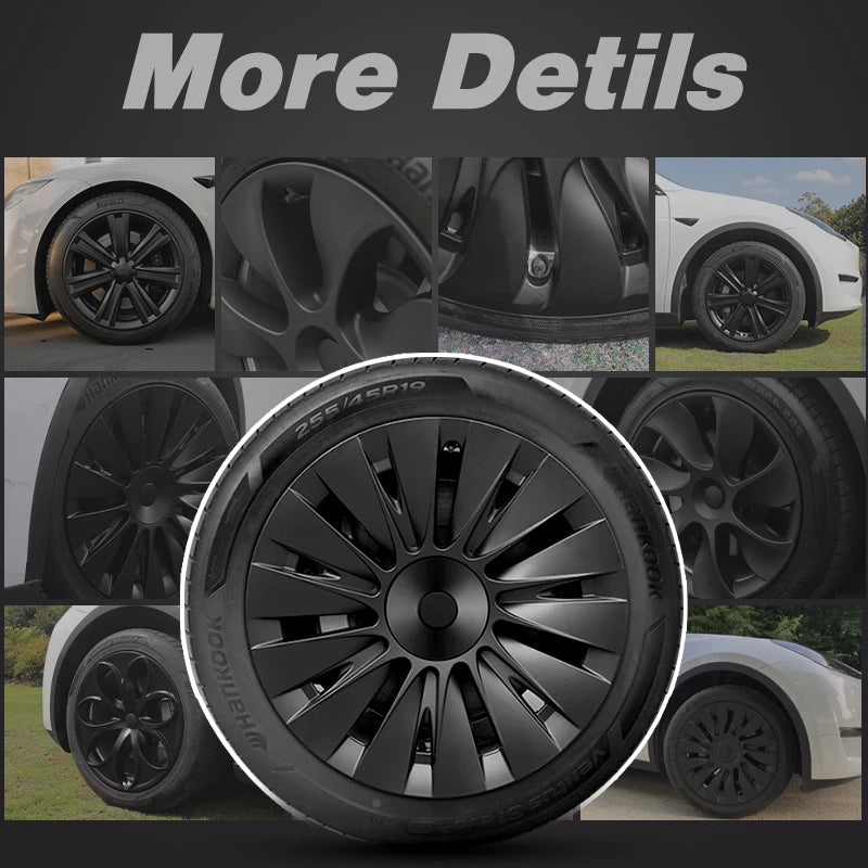 4PCS for TESLA Model Y 2019-2024 Vehicle Full Coverage Blade Wheel Cover Cap 19 Inch Hubcaps Automobile Replacement Accessories