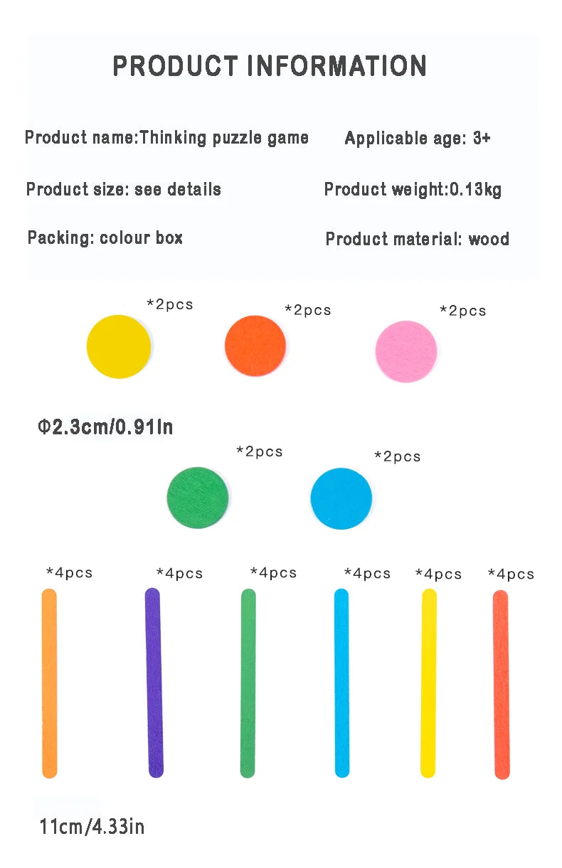 Early Learning Cognitive Rainbow Stick, Children's Color Matching Puzzle, Math Enlightenment, Puzzle Games, Montessori Block Toy