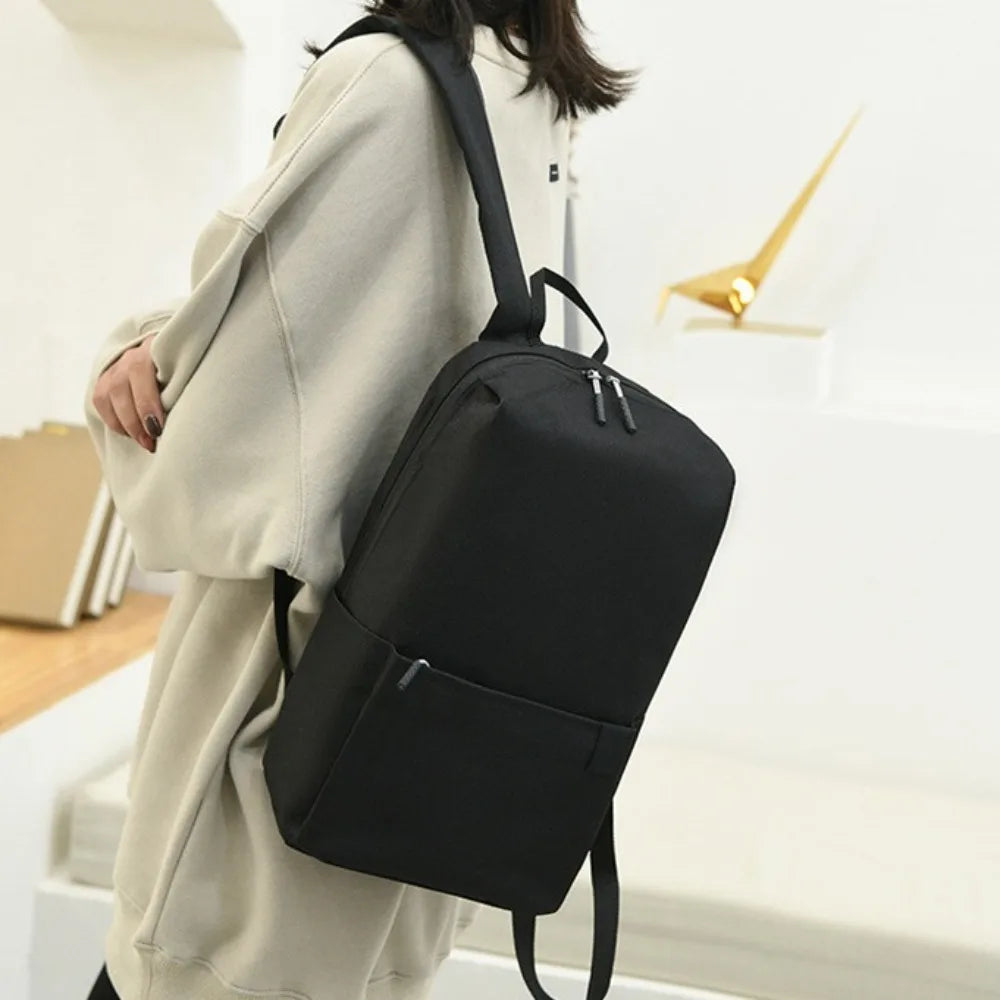 Portable Large Capacity Small Backpack Solid Color Waterproof Travel Bag Multiple Pockets Unisex School Bags Travel