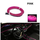 10M/5M/3M Neon LED Car Interior Decorative Lamps Strips USB Drive For DIY Decorative Dashboard Console Ambient Light Cold Light