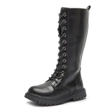 Girls Long Boots Children Knee-High Fashion Motorcycle Boots Rubber Soft Platform for Princess Kids High Boots Classic Winter