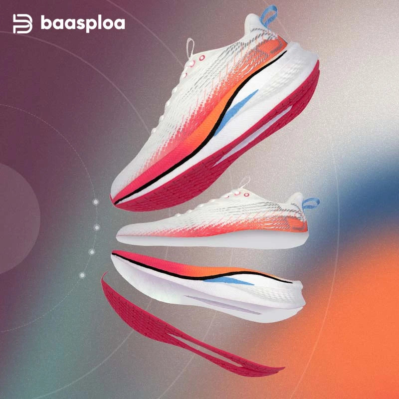 Baasploa Women's Professional Running Shoes Outdoor Carbon Plate Non-Slip Sports Shoes Female Casual Breathable Jogging Sneakers