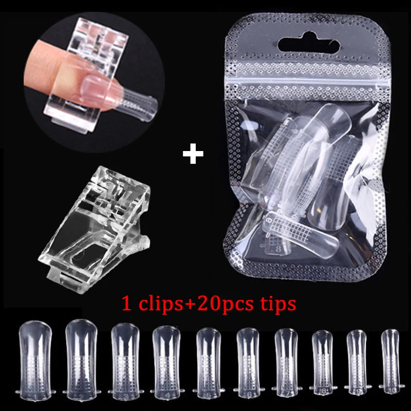 20/100Pcs False Clear Nails Full Cover Nail Tips DIY Manicure Tool For Acrylic UV Nail Gel Quick Extension Tool Kits