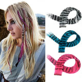 Stripe Printed Clip-in Hair Extensions Colorful Synthetic Hair Highlights 18 Inches Straight Wig Hairpieces for Daily Use Party