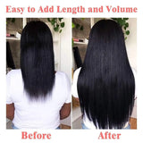 Aplique de cabelo Humano liso de tic tac Extensões Invisível