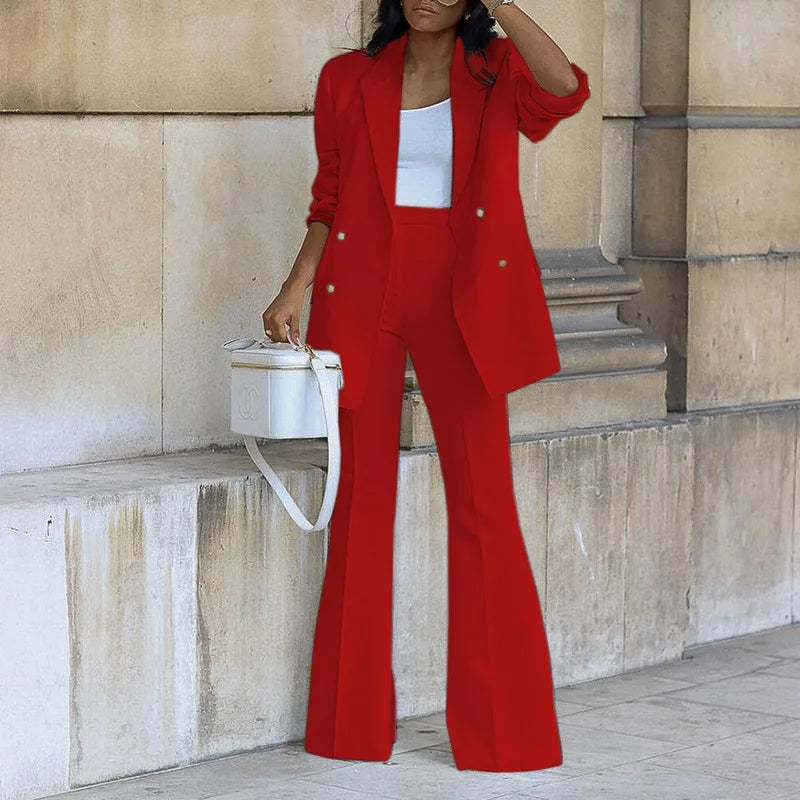 Women's Clothing 2023 Autumn New Solid Color Casual Suit Wide-leg Pants Suit Two-piece Suit Ensemble Femme 2 Pièces été