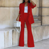 Women's Clothing 2023 Autumn New Solid Color Casual Suit Wide-leg Pants Suit Two-piece Suit Ensemble Femme 2 Pièces été