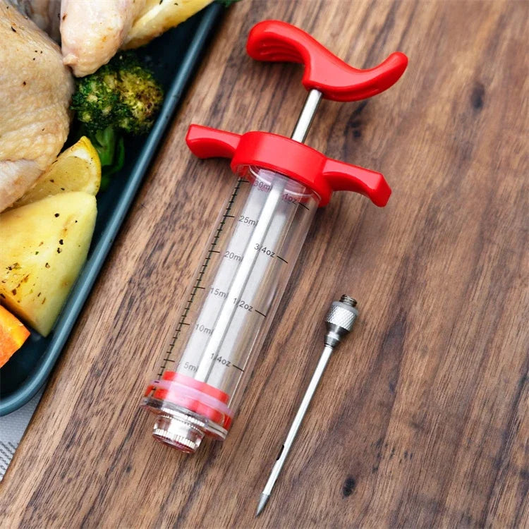 Jeringa inyectora de carne con 3 agujas para adobo, kit inyector de pavo para parrilla de barbacoa, inyector de sabor a adobo