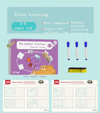 Tracing Workbook Montessori Books 48 Page Pen Control Training Early Childhood Exercise Book Reusable Calligraphy Copybook
