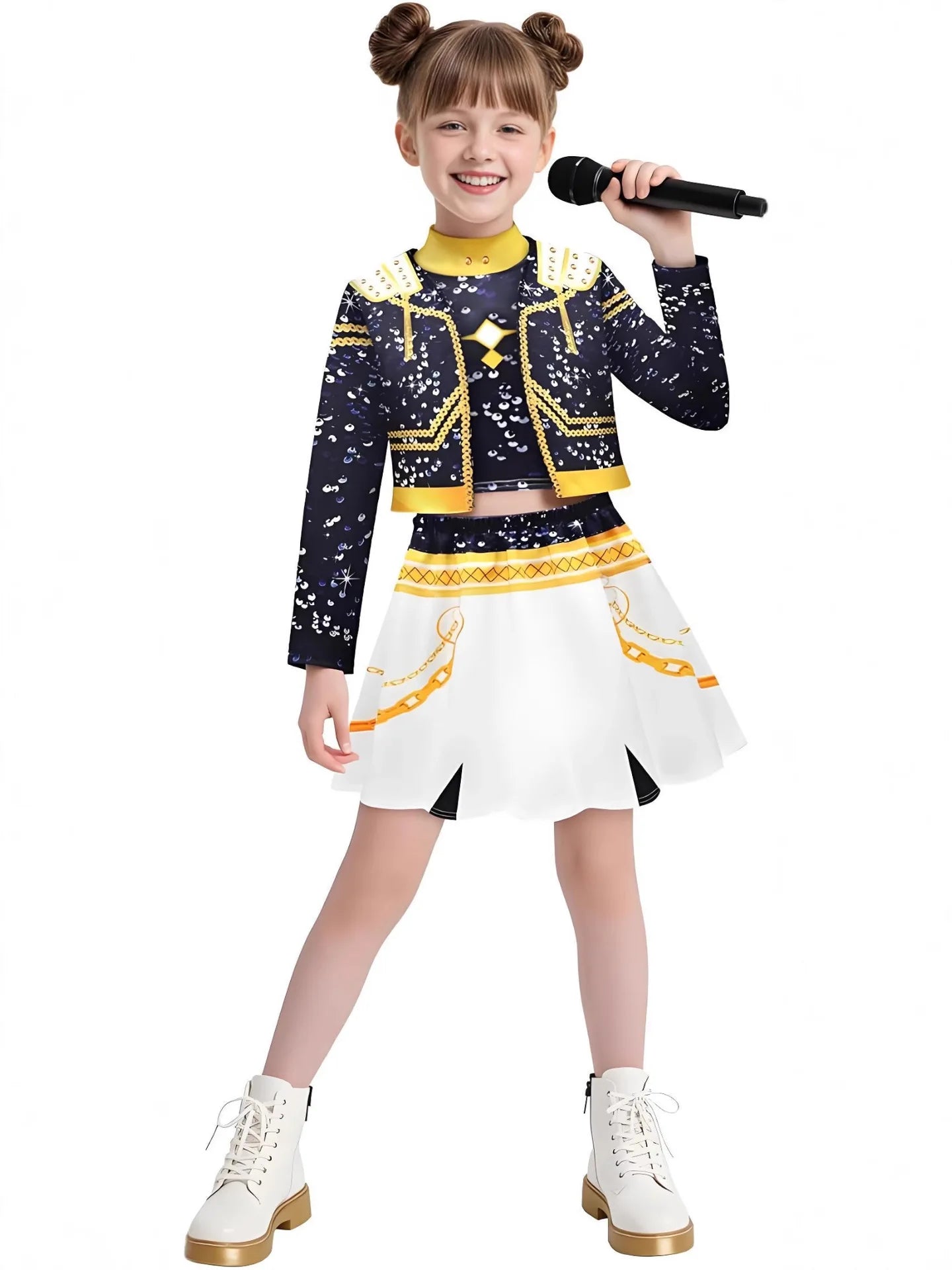 Children Girls Movie Kpop Mira Cosplay Costume Print Demon Hunters Zoey Rumi Cosplay Carnival Show Clothes Kids Girl Huntrix Set