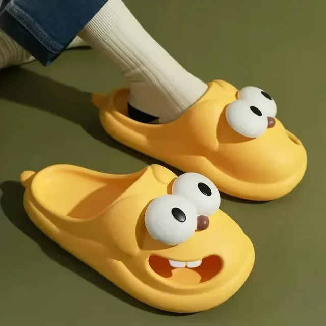 Pantuflas antideslizantes con dibujos animados para mujer, zapatos con agujeros, para exteriores, con punta cerrada, bonitas, para el hogar, para verano e interiores 