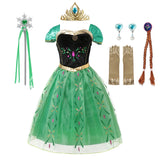 Fantasia da Anna para meninas, vestido de princesa para festa de aniversário, vestido de princesa para festa de carnaval, roupa infantil com estampa completa.
