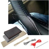 Car Steering Wheel Braid Cover Needles And Thread Artificial Leather Car Covers Suite 5 Color DIY Texture Soft Auto Accessories