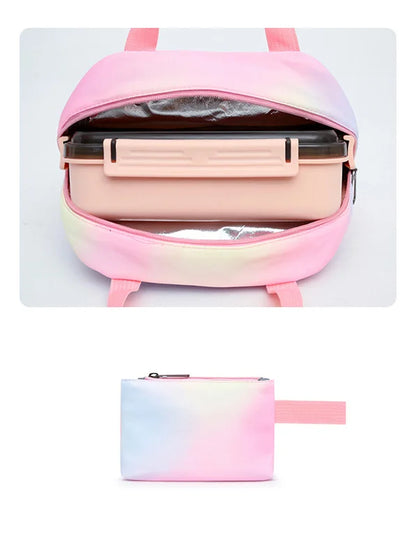 3pcs Disney Lilo Stitch Colorful Backpack with Lunch Bag for Women Student Teenagers Rucksack Casual School Bags Sets