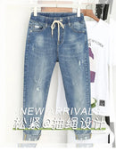 XL-6XL Plus Size jeans for Women Mom Jeans Woman Elastic High Waist Blue BaggyJeans Denim Ripped Jeans Female Harem Pants