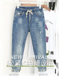 XL-6XL Plus Size jeans for Women Mom Jeans Woman Elastic High Waist Blue BaggyJeans Denim Ripped Jeans Female Harem Pants