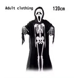 Halloween Death God Play Costume, Kids and Adults Horrible Skeleton Costume, Black Ghost Robe and Sickle, Enjoy Game Party