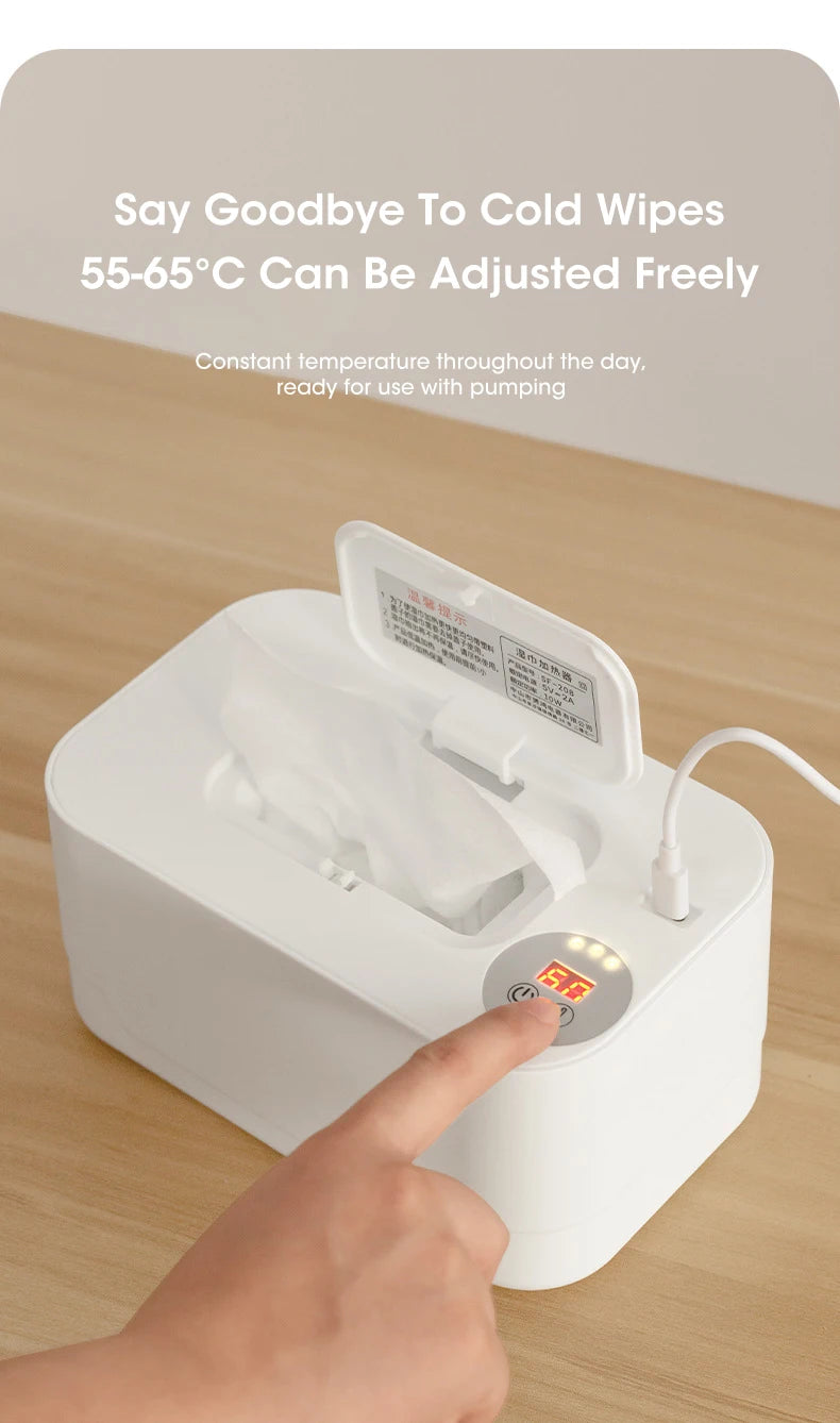 LED Display Baby Wipe Warmer Heater Wet Towel Dispenser Portable USB Charge Baby Wipe Warmer Napkin Heating Box Home/Car Use
