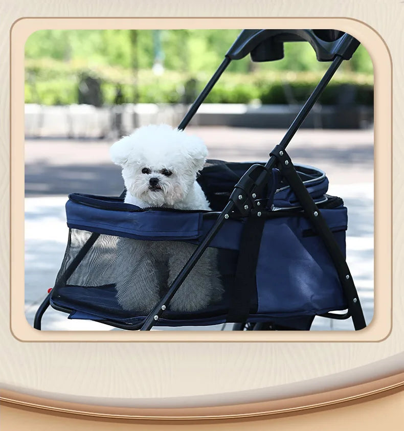 Pet Cart Light Cat Small Dog Walking Shopping Dual Use Teddy Walking Babies Small Pulling Damping Large Space Animal Supplies