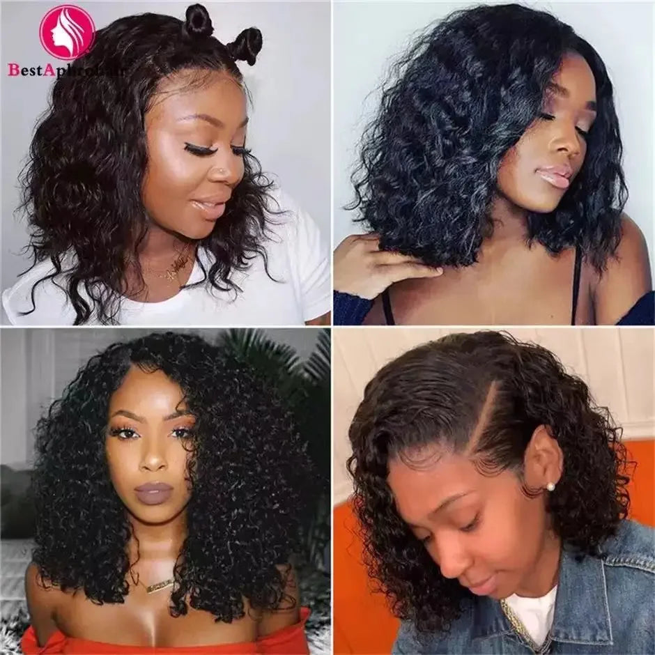 Peruca africana de cabelo curto encaracolado para mulheres, seda de alta temperatura, fibra química, touca pequena