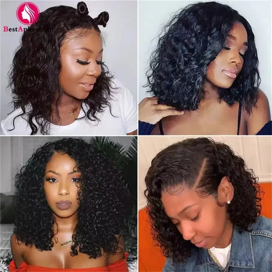 Peluca africana de pelo corto y rizado para mujer, de seda de alta temperatura, fibra química, gorra pequeña 