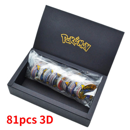 Caja de 100/160 tazos de Pokémon de 1.ª y 2.ª generación, colección de cartas redondas y cuadradas 3D, álbum de entrenadores, Pogs, Cheetos, Chipitaps
