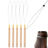 5 pçs ferramentas de extensões de cabelo laço agulha puxando gancho ferramenta agulha threader loop ferramenta para silicone microlink contas micro anel
