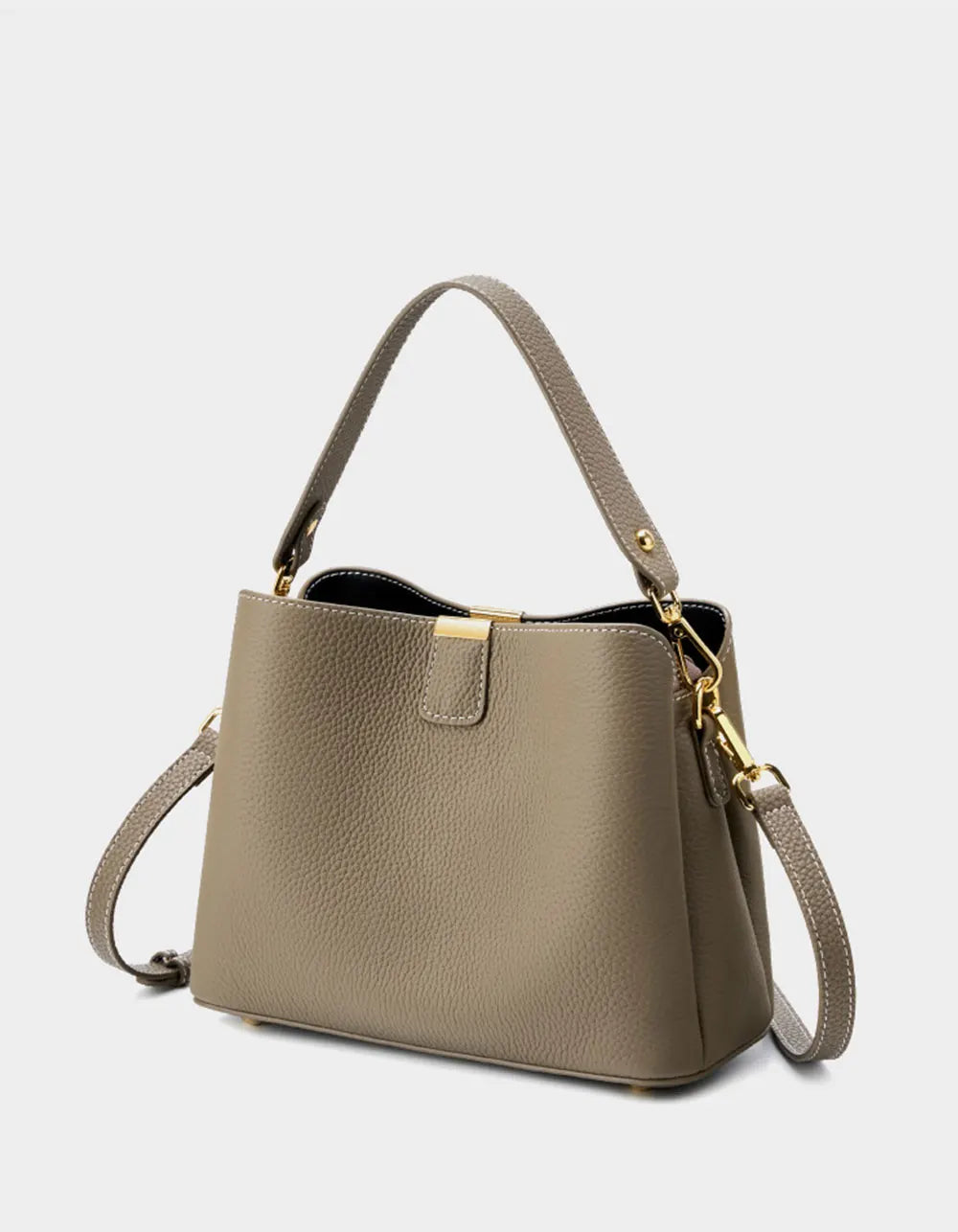100% Genuine Leather Women's Bucket Bag Luxury Designer Versatile Shoulder Bag Women Commuter Crossbody Bags Female Handbag