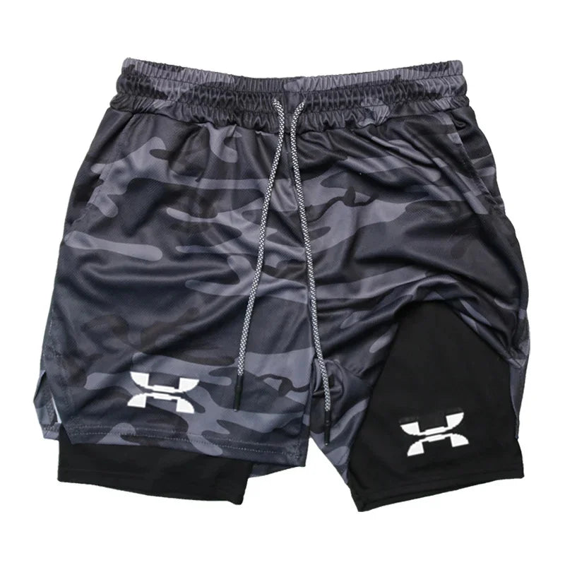 Pantalones cortos deportivos 2 en 1 para hombre, de secado rápido, para entrenamiento, gimnasio, fitness, correr, verano, FD22273300