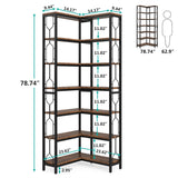 Tribesigns 7-Shelf Corner Bookshelf,Large Modern Corner Bookcase, 7-Tier Tall Corner Shelf Storage Display Rack with Metal Frame