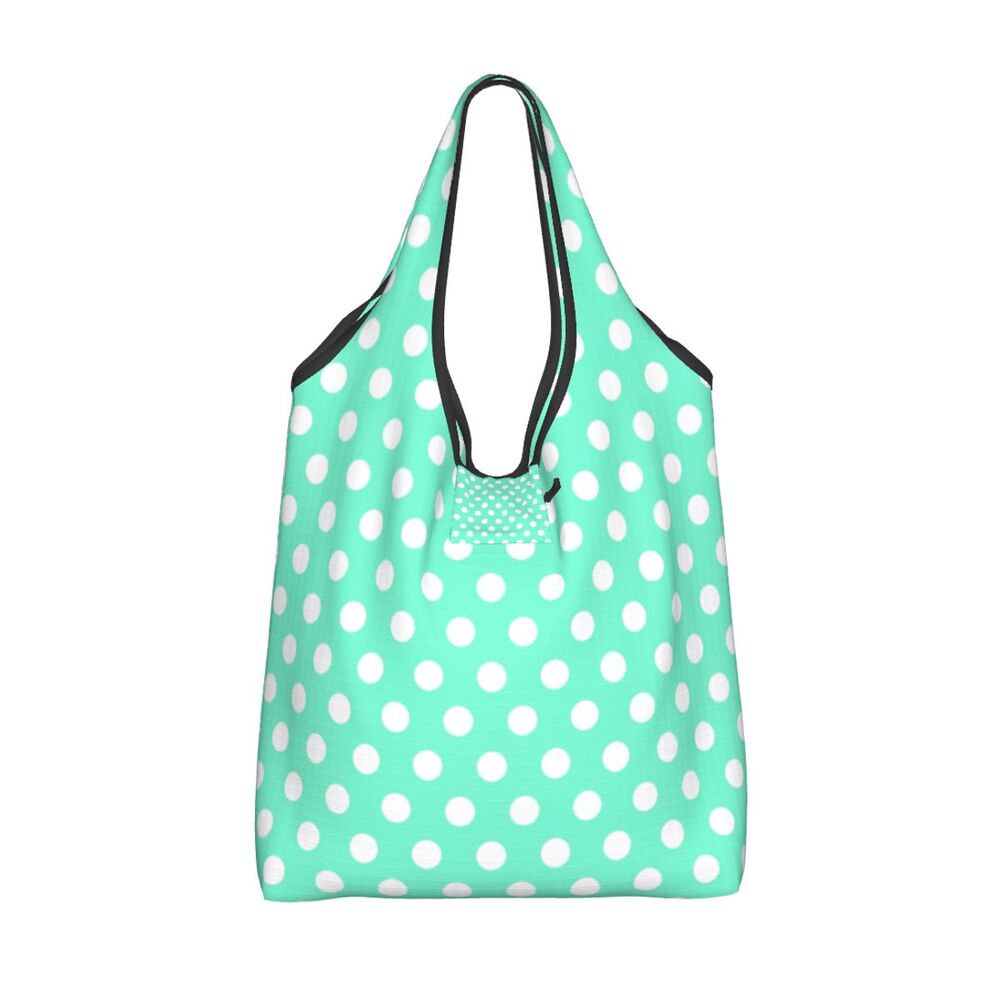 Custom Recycling Classic Black And White Polka Dot Shopping Bag Women Tote Bag Portable Grocery Shopper Bags