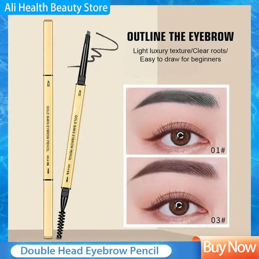 Natural Eyebrow Pencil 5 Colors Brown Double Head Long Lasting Waterproof Ultra Fine Eye Brow Pen Luxury Gold Cosmetic