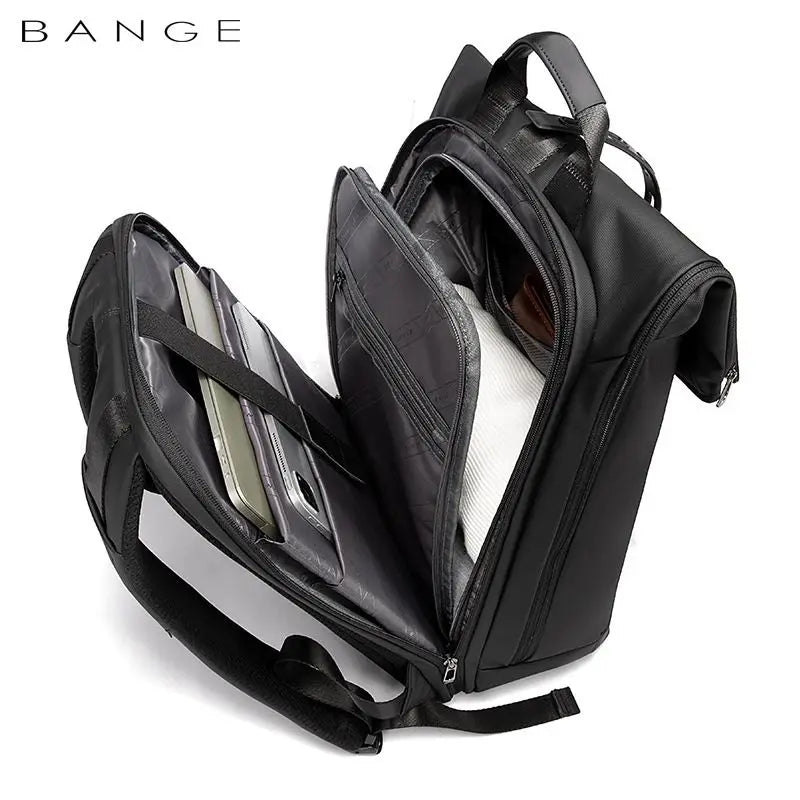 BANGE 15.6-inch laptop Men's business backpack waterproof multi compartment travel bag Black backpack suitable for men and women