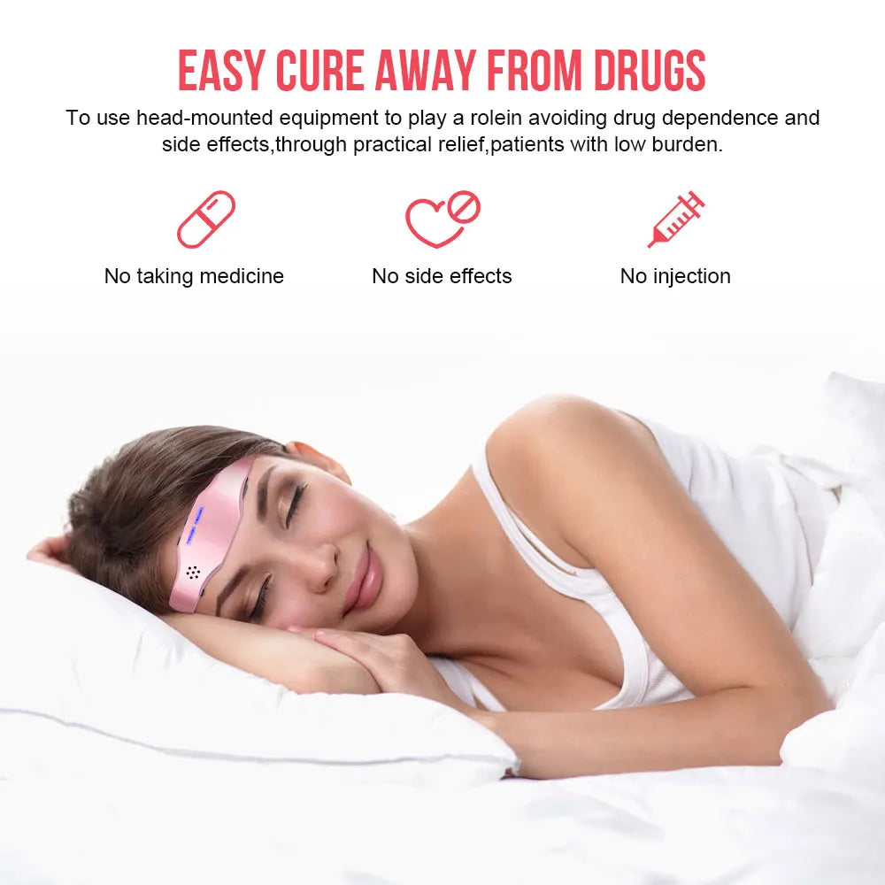 Masajeador de cabeza eléctrico para aliviar el dolor de cabeza y la migraña. Terapia para aliviar el insomnio y la migraña. Máquina de recarga para la relajación de la cabeza. Cuidado de la salud.
