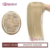 Aplique de cabelo Topper HUAYA volume e franja natural com 3 clipes cabelo liso sintético