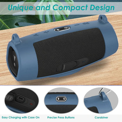 Newest Bluetooth Speaker Case Soft Silicone Cover Skin With Strap Carabiner for JBL Charge 5 Wireless Bluetooth Speaker Bag