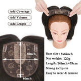 Benehair 14'' 18'' Hair Toppers with Bangs for Women Synthetic 6x6 Top Hairpieces Wigs Long Straight Clip in Hair Extension